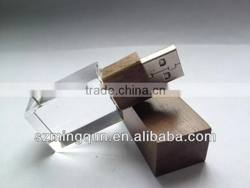 Special Wooden Crystal USB Pendrive with Differnet Shapes Crystal 3D