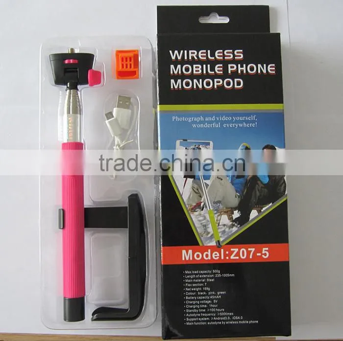 Integration Wireless bluetooth selfie stick with bluetooth remote shutter button