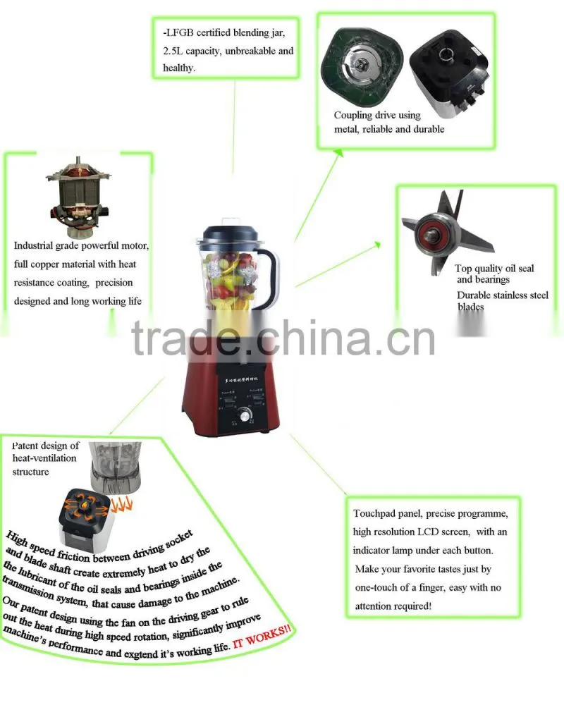 Hotel or kicthen appliance CB-608 professional juice blender, meat grinder ,2.5L jar, 2200W peak power
