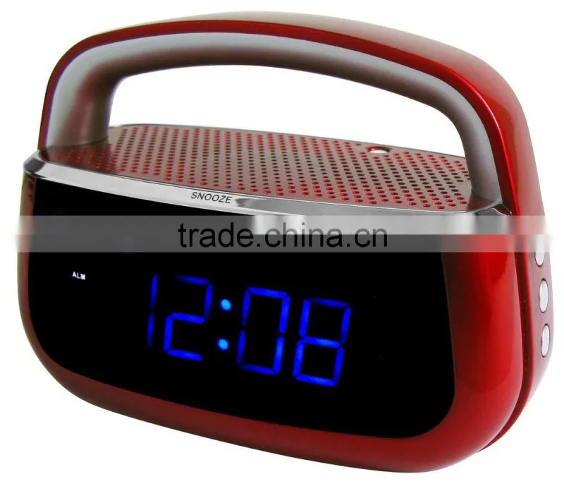 Stylish Blue LED Aux in Jack Portable Clock Radio