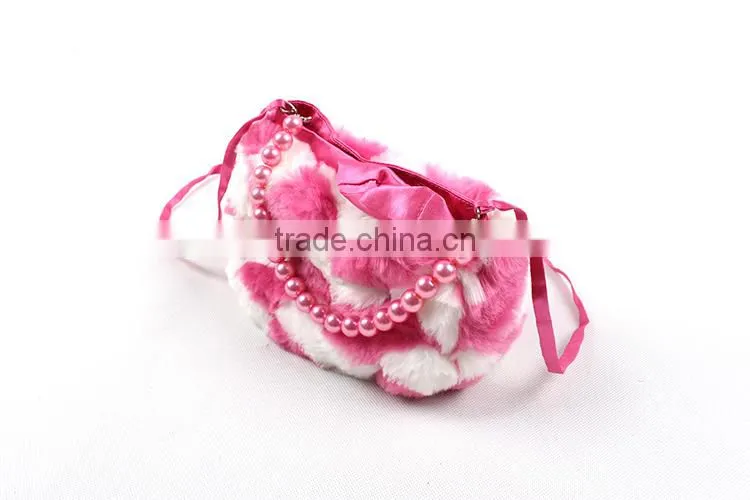 2015 hot selling kids coin bag baby girl plush bag with pearls