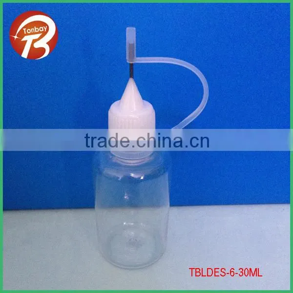 5ml plastic e liquid/juice/cigarette container with stainless steel tip and silicon cover TBLDES-6