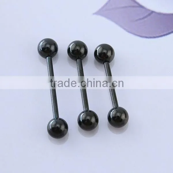 Stainless steel body jewelry black anodized ball 14G cheap piercing tongue rings