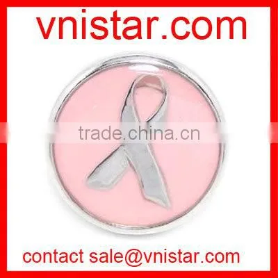vnistar pink crystal ribbon snap button charm NC628-4, fit button ring and button bracelet