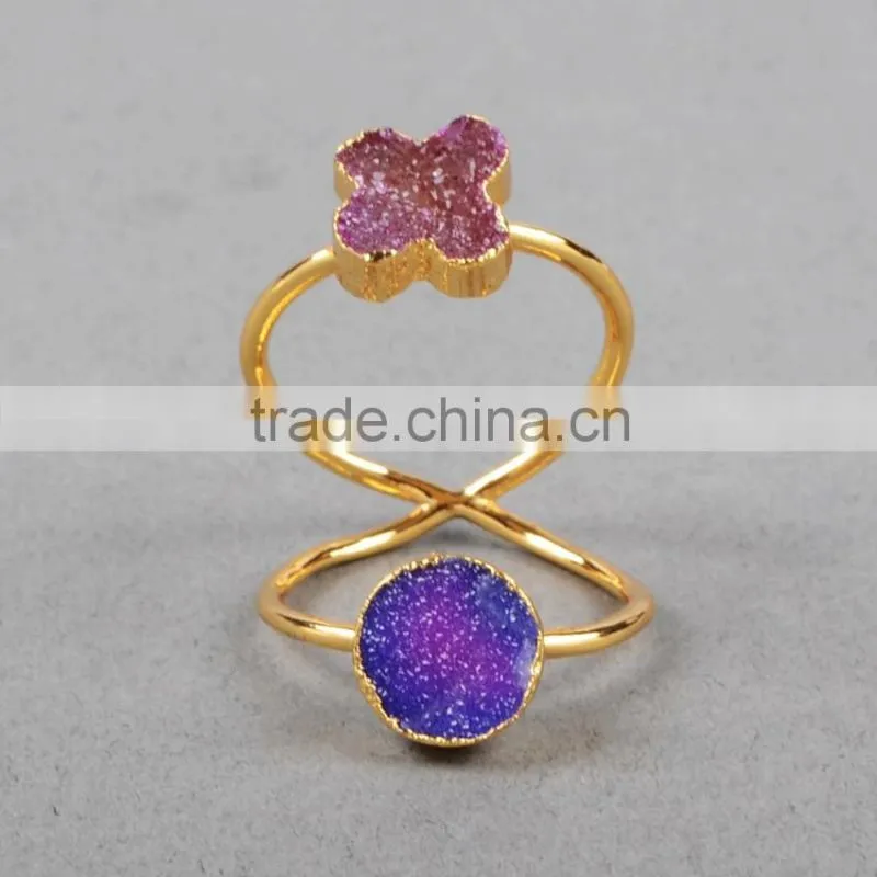 Full finger authentic druzy ring