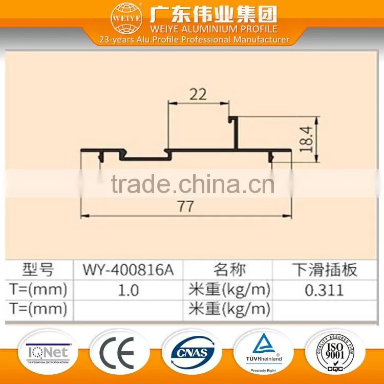 Fashion design China manufacturer aluminium extrusion profile for silding window with top quality