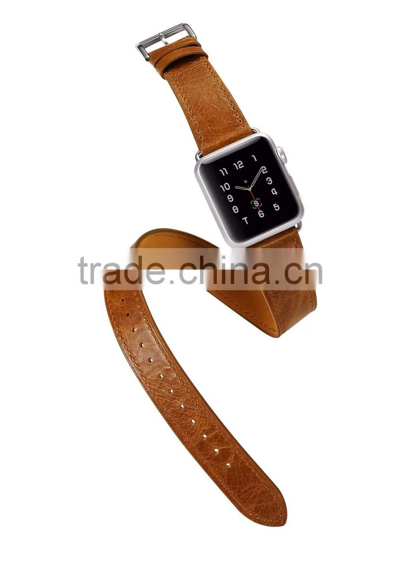 ICARER Double bukle Genuine Leather Watch Band For 38mm Apple Watch Bracelet with 3 Wear Method with watchband connector MT-4831