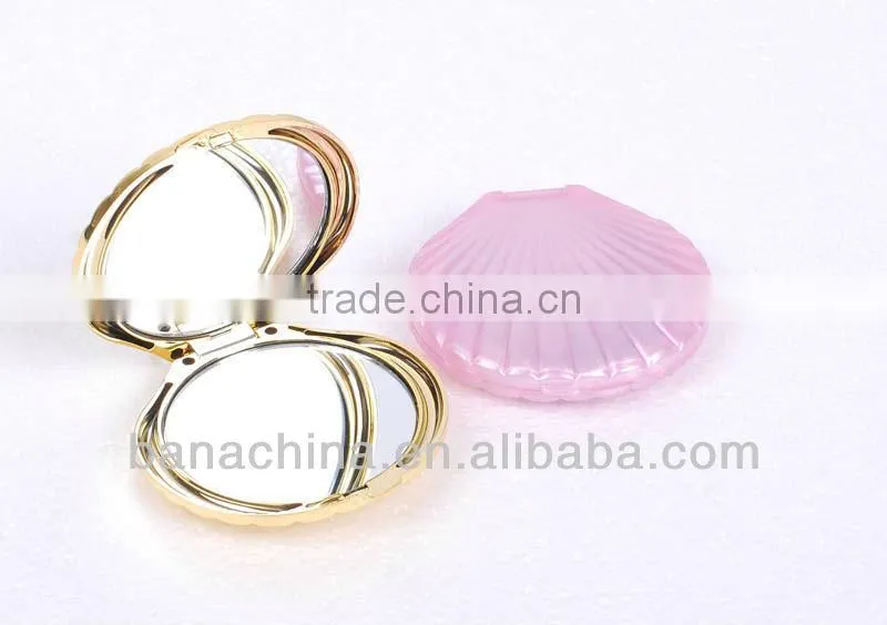 Fan shape plastic double side cheap mirror