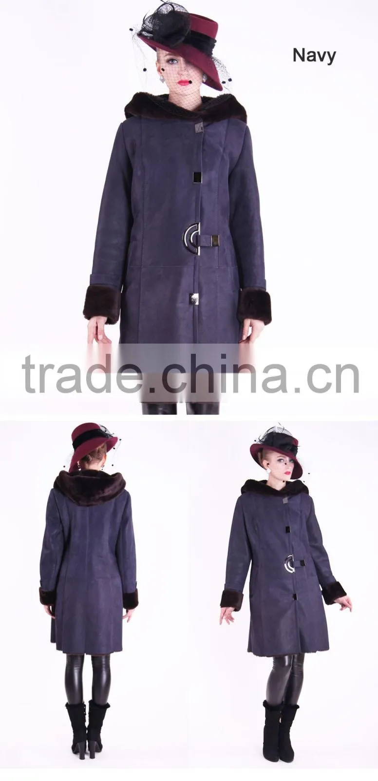 2015 Winter Medium Length Women Slim Fit Woolen Fur Coat