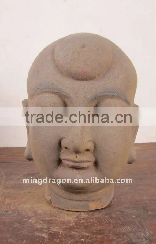Antique Chinese Wooden Buddha Head Sculpture