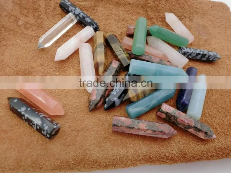 Wholesale Natural Tiger Eye Gems Stones Hexagonal Crystal Amazonite Point Healing Necklaces Earrings Pendant Beads Jewelry