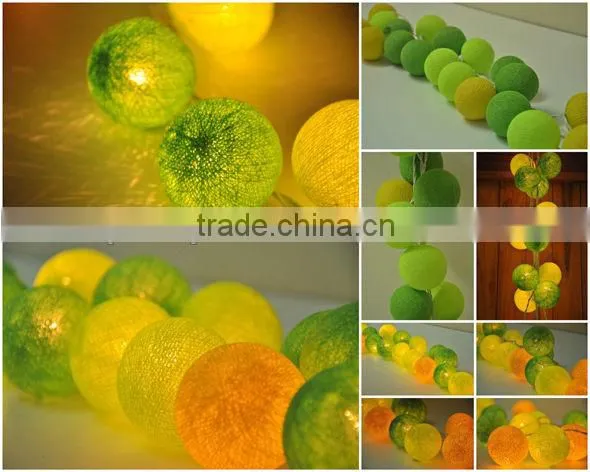 Snowball colorful cotton ball string fairy lights for wedding decoration