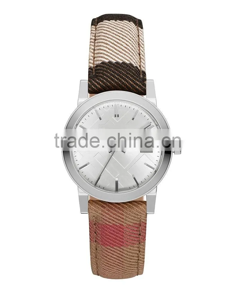Classic fabric check strap watch lover couple watches