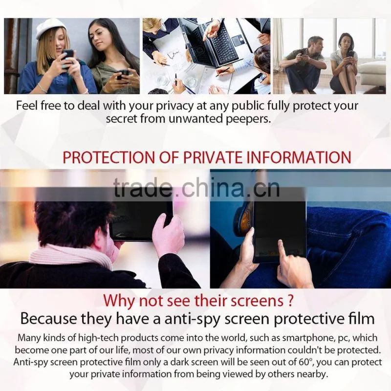Factory directly mobile screen protector film roll 2016 trending wholesale privacy filter glass screen protector for mac book