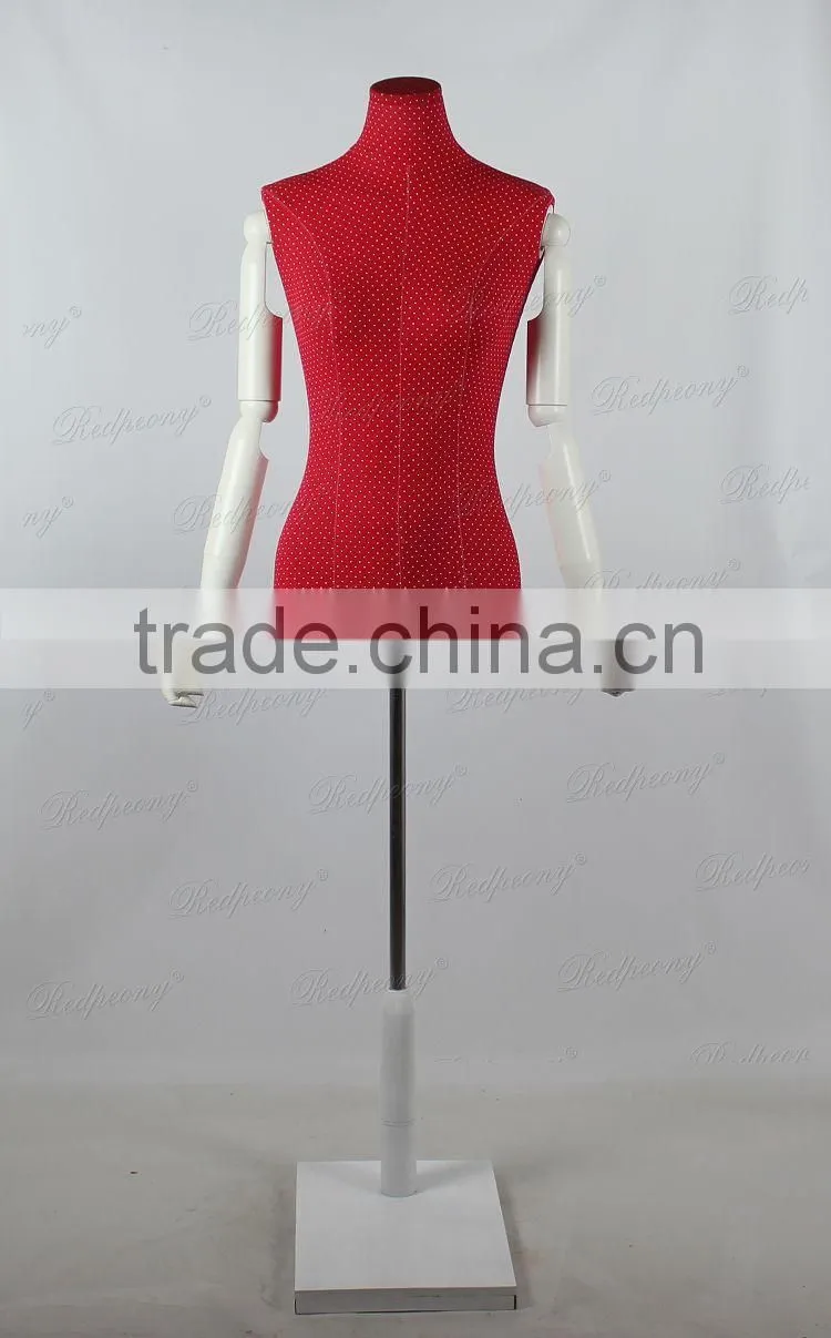 red cloth cover torso female mannequins with adjust arms