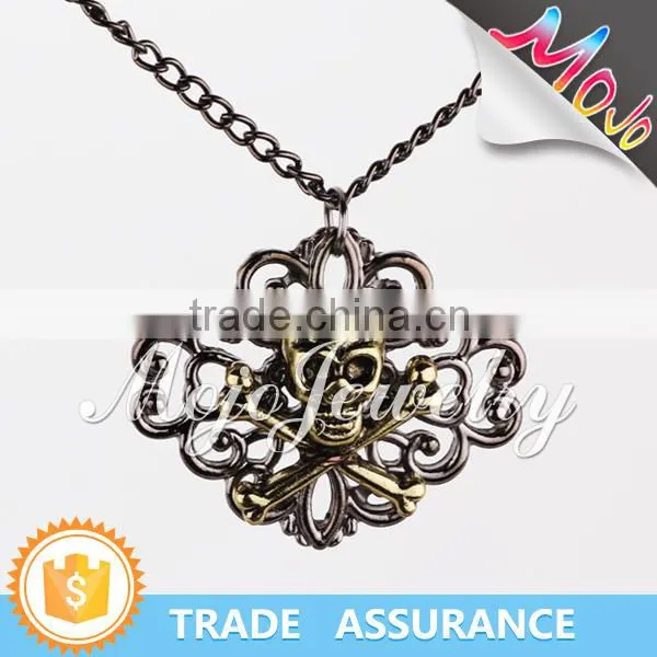 Punk Style Zinc Alloy Huge Head Skeleton Pendant Necklace
