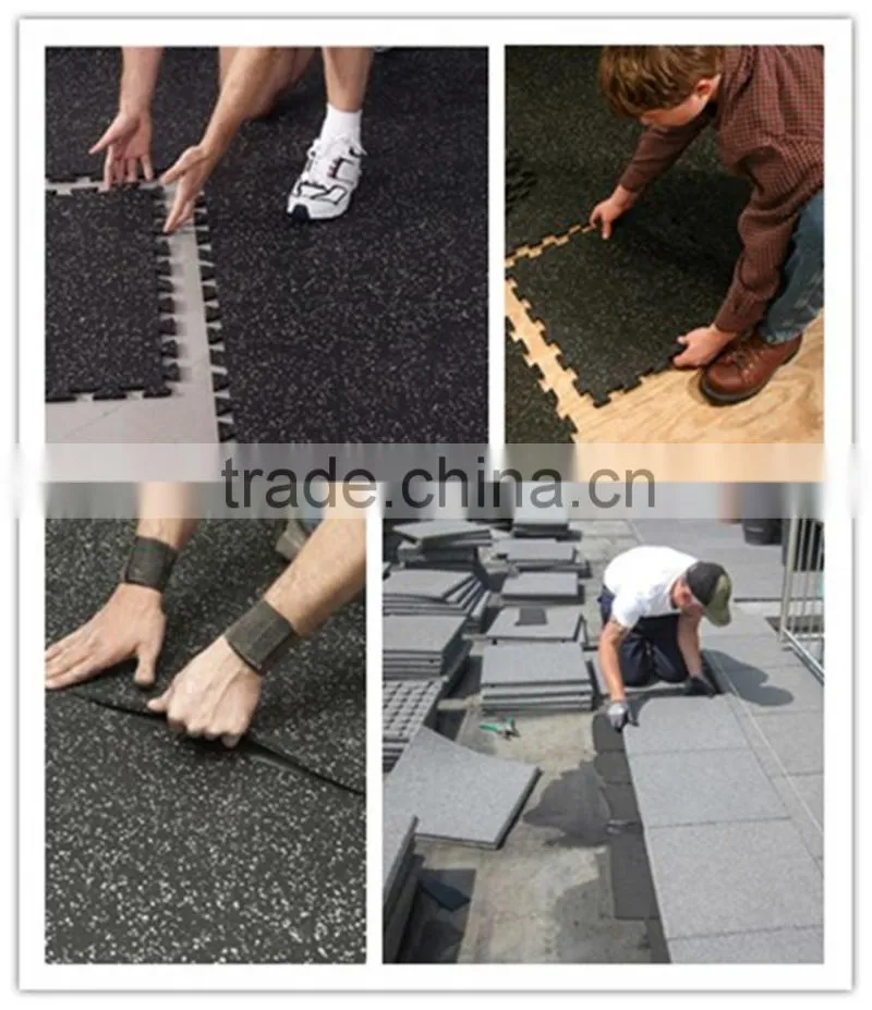 gray interlock rubber flooring tiles for gym indoor