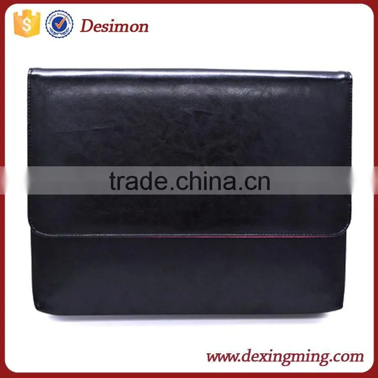 Custom pu Leather Bottom Bag Magnetic Button leather Laptop Sleeve
