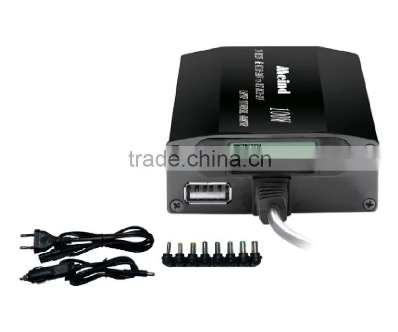 Universal laptop adapter with 8pcs connectors & LCD display for home & car use