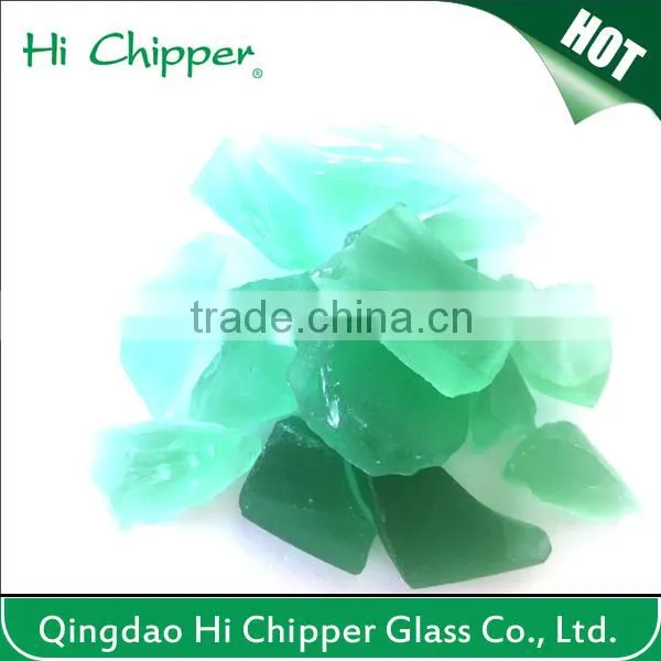 Blue colored faced diamond shape fire pit glass gem stone