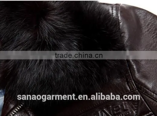 Business casual lapel with collars leather jacket for men wholesale