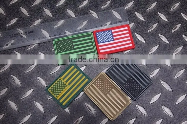 American Flag Patch Rubber PVC US Flag Hook And Loop Tactical Patches Military Armband Army Badge Red Green Color