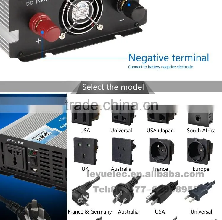 CE RoHS approved OPIP-1000w DC12v to AC 110v/220v good quality high frequency inverter sine wave used for household appliances