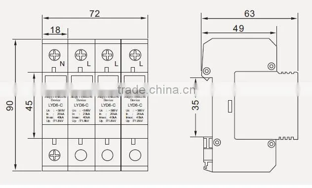 10kA 3P+N Surge protective device (SPD)