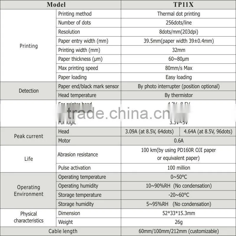 TP29X 58mm receipt thermal printer mechanism