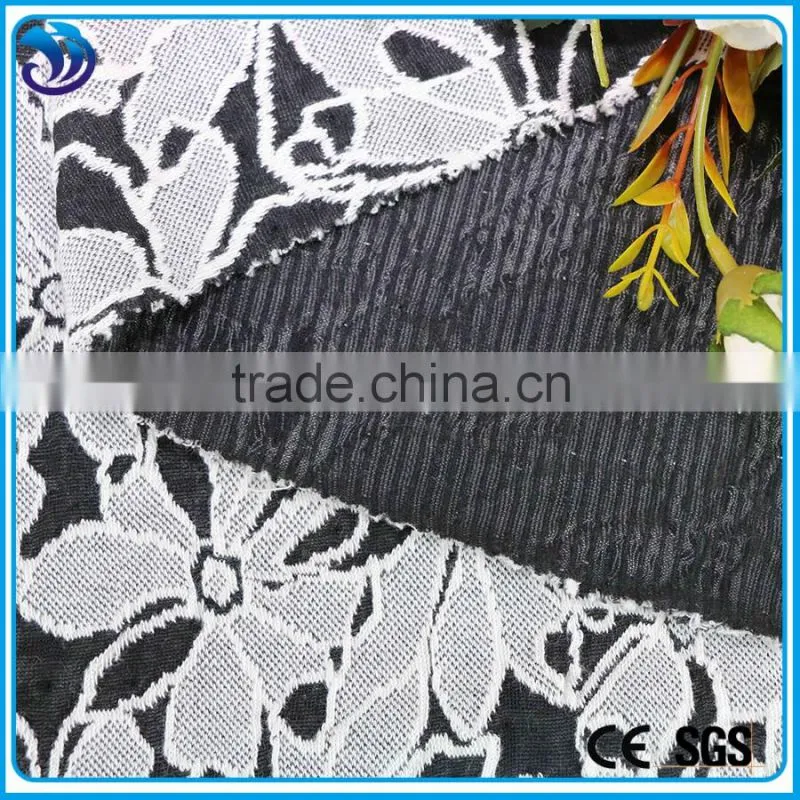 New Product Knit Jacquard Soild Dyed Soft cotton polyester spandex Fabric flower design