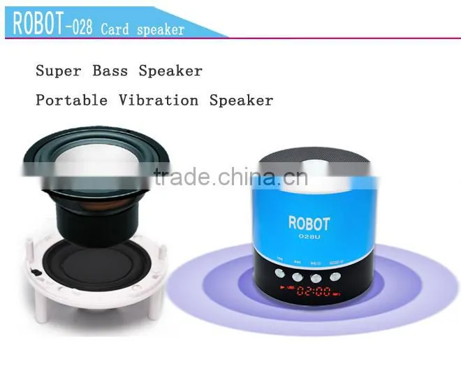 Robot-028u Portable vibration seaker,Aluminum alloy speaker support TF card, FM radio,Powerful Sound,card speaker