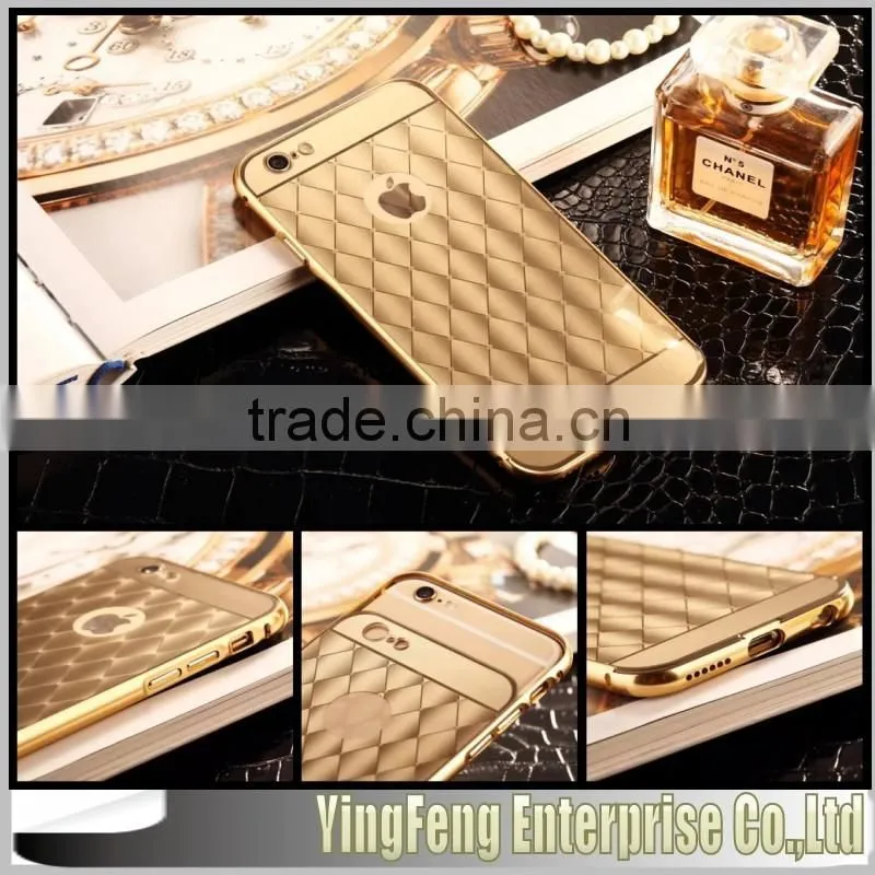 New product electroplated Diamond Grid Pattern 3D Aluminum mirror mobile accessories case for iphone 6s case