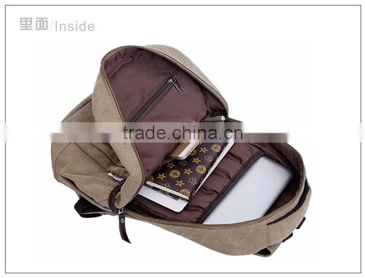 Waterproof lightweight canvas backpack;classic khaki canvas backpack;german school backpack