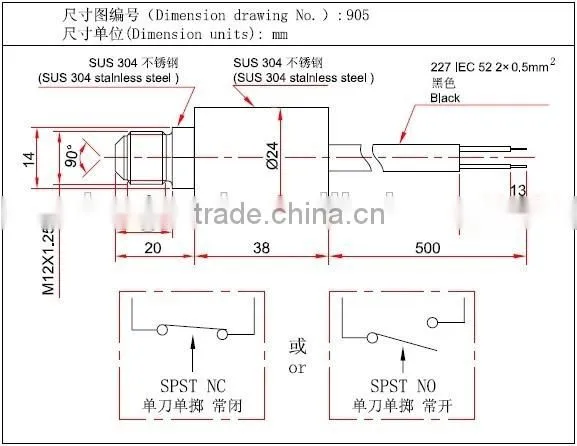 steam high temperature pressure control switch (905)