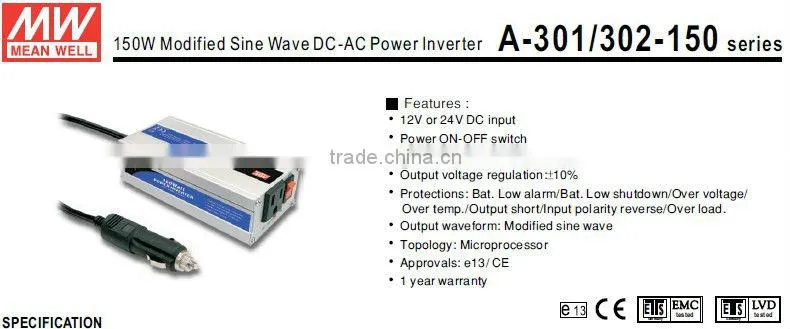 Meanwell 150W Modified Sine Wave DC-AC Power Inverter 150w dc to ac inverter dc inverter