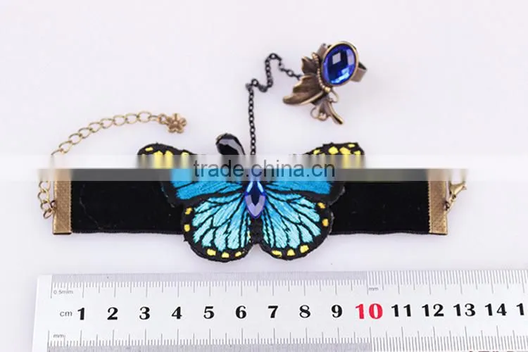 low moq crystal butterfly bracelet, gothic hand ring bracelet