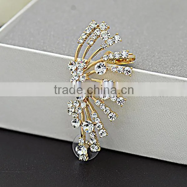 sector shape artificial man made full diamonds earrings woman
