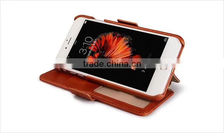 ICARER Genuine Leather Vintage Wallet Case with Three Credit Cards Slot For iPhone6/6s