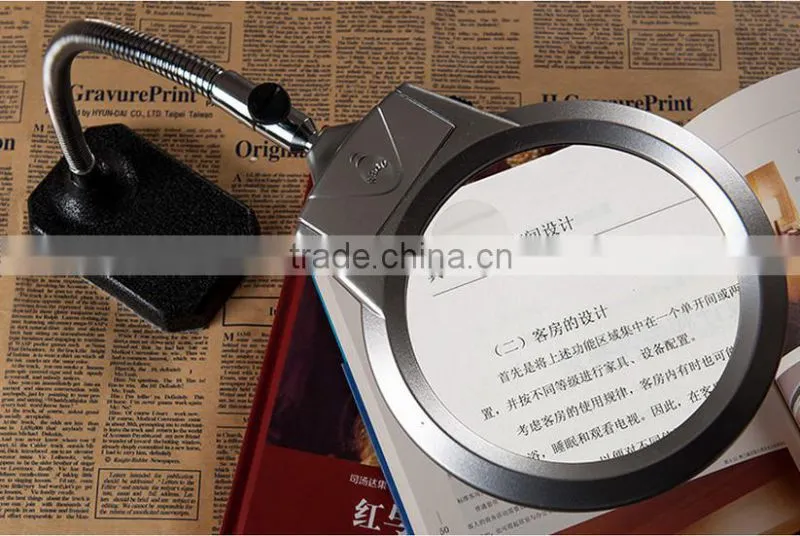 Metal desktop magnifying glasses WITH 2 led lights