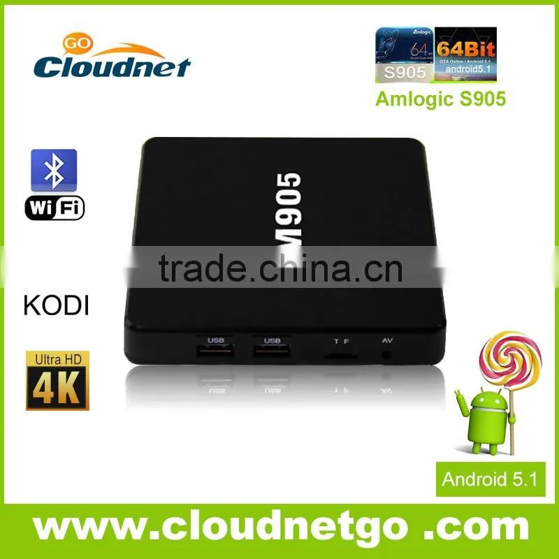 Cloudnetgo Android 5.1 TV box in Amlogic S905 Chipset Support 4K UHD 60Ghz,10 bit Android TV box with Kodi 15.2 1/2G+8G