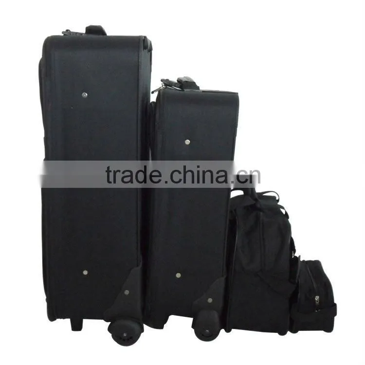 2014 china factory more fashion 600D 4pcs good trolley EVA luggage case