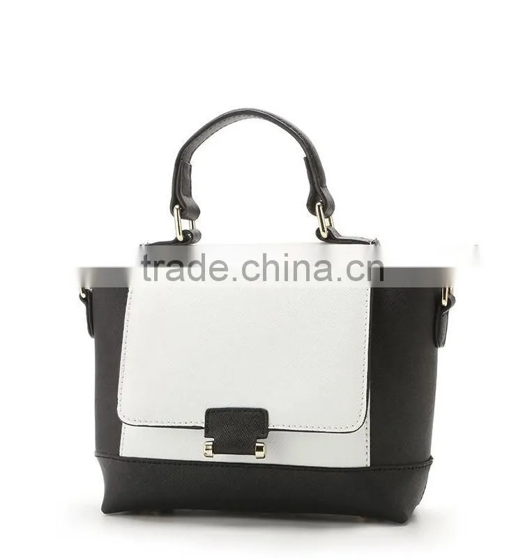 fake leather contrast color ladies hand bag