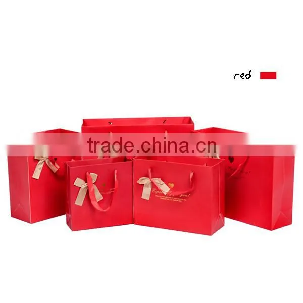 Colorful Ribbon Multiple Sizes Paper Bag For Gift