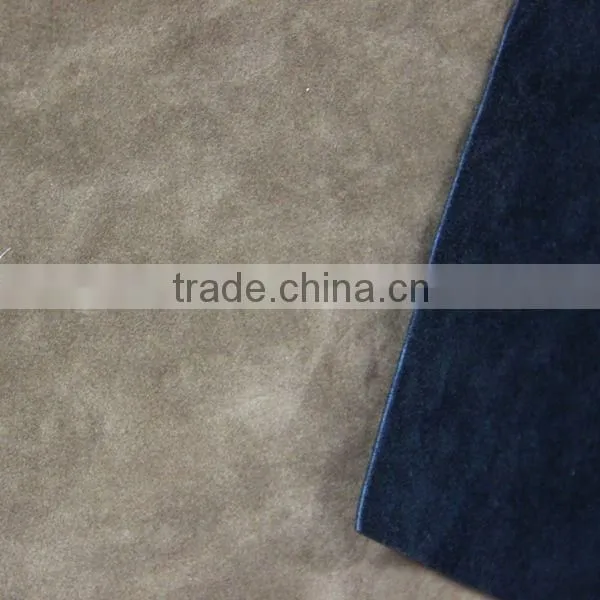 Two side flock PU coated split leather for handbag usage