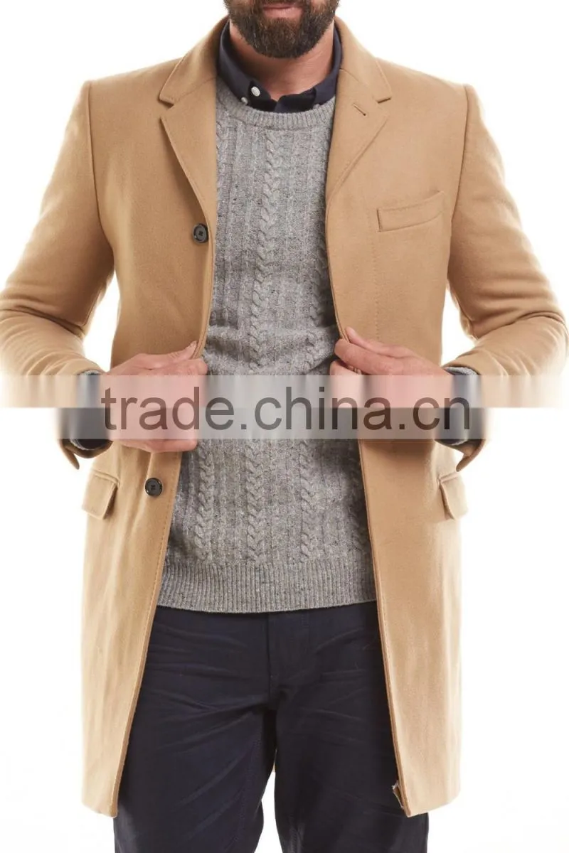 High Quality Custom Made Notch Lapel Men Fashion Long Coat Winter