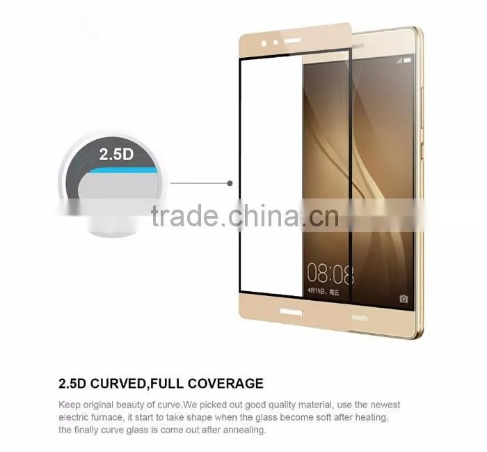 Anti-fingerprint colored clear tempered glass screen protector for Huawei P9