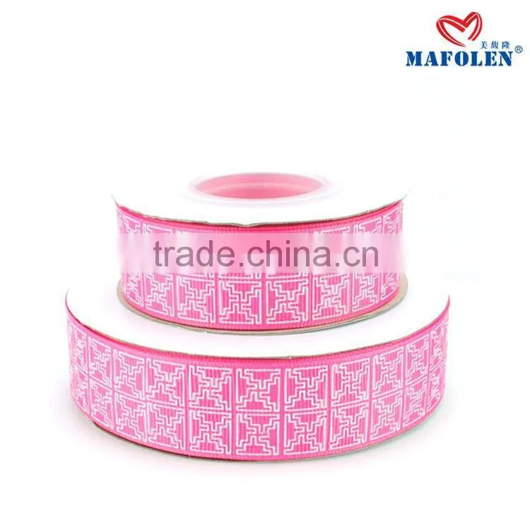 Ribbons factory in china cheap black printing checks grosgrain ribbon imported