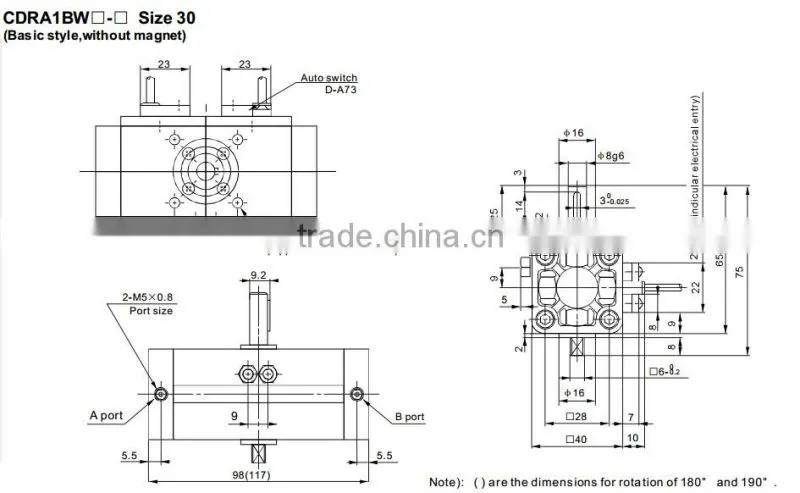 SMC Type CRA1 Series Pneumatic Rotary Cylinder