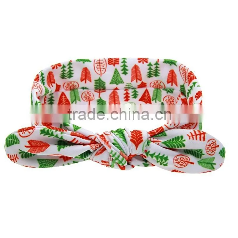 adjustable elastic headbands with bow -knitted bow headwraps -wholesale rabbit ear Christmas headband