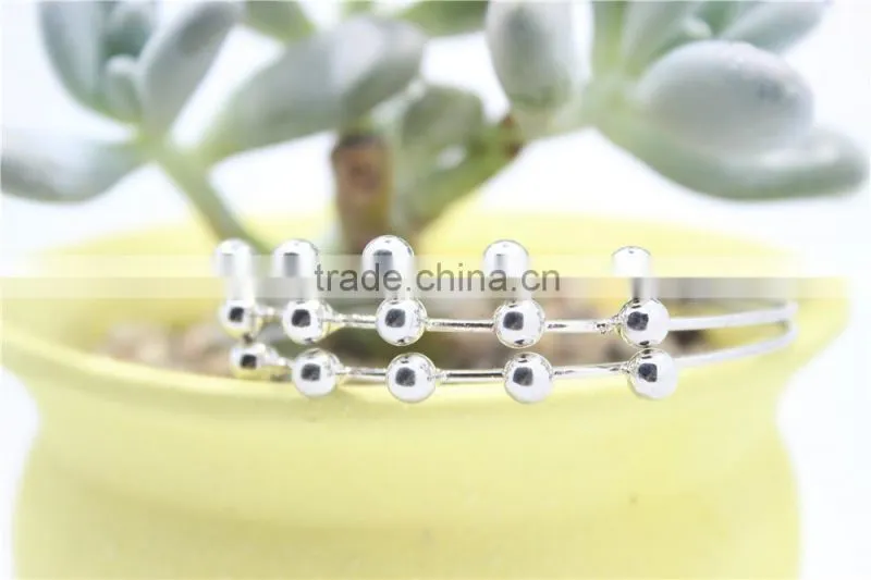 Silver Bracelet Designs Adjustable Cuff Jewelry Three Layered Silver Ball Handmade Bracelet For Women For 2016New Intrend style